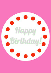 Birthday cake illustration, with rose inspired card