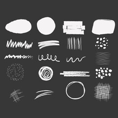 Charcoal pencil curly lines, squiggles and shapes. Grunge pen scribbles collection. Hand drawn vector pencil lines and doodles. Bright color charcoal or chalk drawing. Rough crayon strokes. - obrazy, fototapety, plakaty