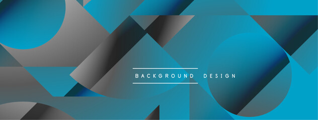 Fototapeta premium Triangles, lines and round shapes - dynamic geometric abstract background. Visual symphony of shapes and lines design for wallpaper, banner, background, landing page, wall art, invitation, prints