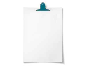 緑色のマグネットクリップで留められたA4の白い紙