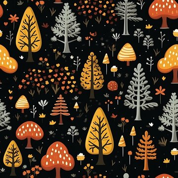 cartoon leaf autumn doodle pattern