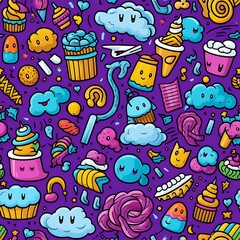 Obraz na płótnie Canvas cartoon candy doodle pattern