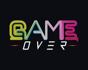 Vector Illustration word Game Over - Play Again in cyber noise glitch design. For games, banner, web pages