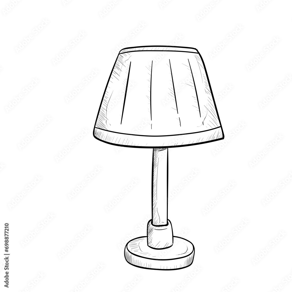 Wall mural table lamp handdrawn illustration