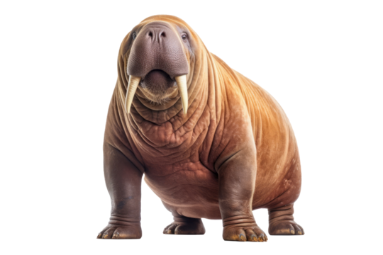 full bodied walrus isolated on a transparent background ,generative AI