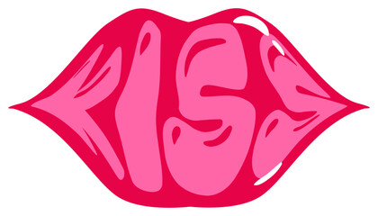 kiss sticker vector illustration