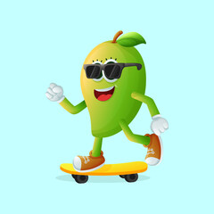 Cute manggo character skateboarding