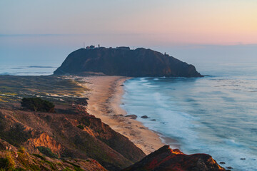 Sunset over Point Sur Lighthouse in Big Sur, California