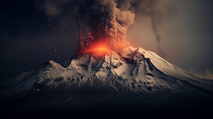 A volcano at the South Pole,generative ai - obrazy, fototapety, plakaty