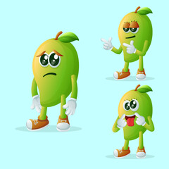 Cute manggo characters with different facial expressions
