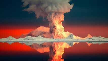 A volcano at the South Pole,generative ai - obrazy, fototapety, plakaty