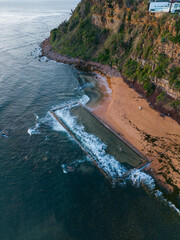 Aerial view of Newport rock pool, Sydney, Australia.