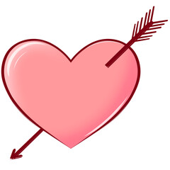 heart with arrow illustration, valentine element clipart 