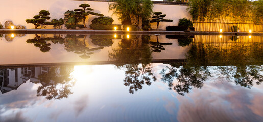 Landscape of beautiful courtyard pool