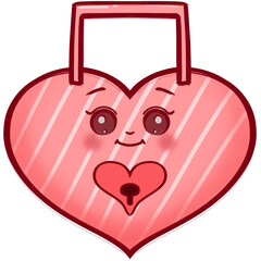 Valentine Day cute locked heart clipart, hand drawing cartoon heart
