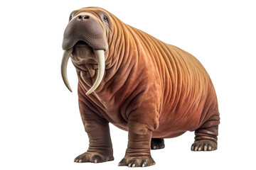full bodied walrus isolated on a transparent background ,generative AI