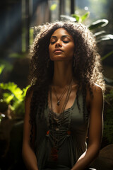 A self-empowered woman practicing self-love in solitude,generative ai