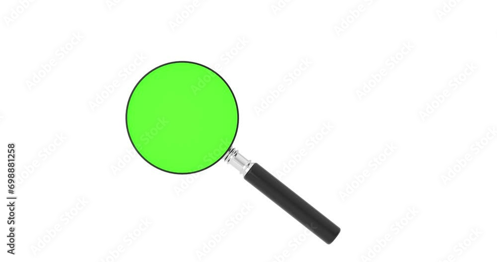 Poster 4k resolution video: magnifying glass seamless looped animation with green screen on a white backgro