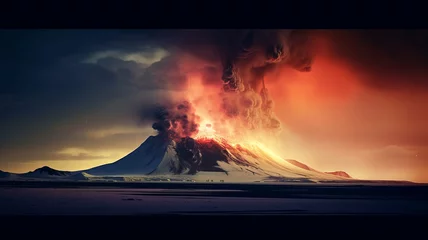 Fotobehang A volcano at the South Pole,generative ai © Suralai