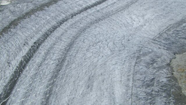 Frozen Landscape of the Aletsch Glacier near Gemmi Pass in Switzerland's Bernese Alps, Aerial