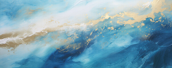 Abstract ocean- ART. Natural Luxury. Style incorporates the swirls of marble or the ripples of agate. Very beautiful blue paint with the addition of gold powder