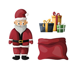 Vector Santa Claus and Gift Box Illustration