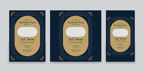 A set of Retirement party invitations, Vector illustration. 