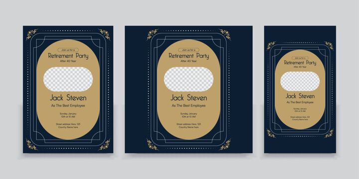 A set of Retirement party invitations, Vector illustration. 