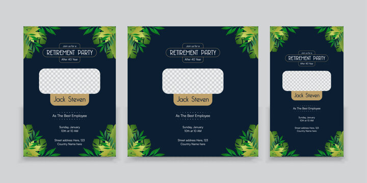 A set of Retirement party invitations, Vector illustration. 
