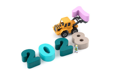 Miniature creative New Year's Day 2028