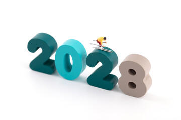 Miniature creative ski New Year 2028