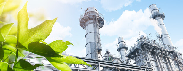 Green Industry Eco Power plant. Carbon credit factory Good environment ozone air low carbon...