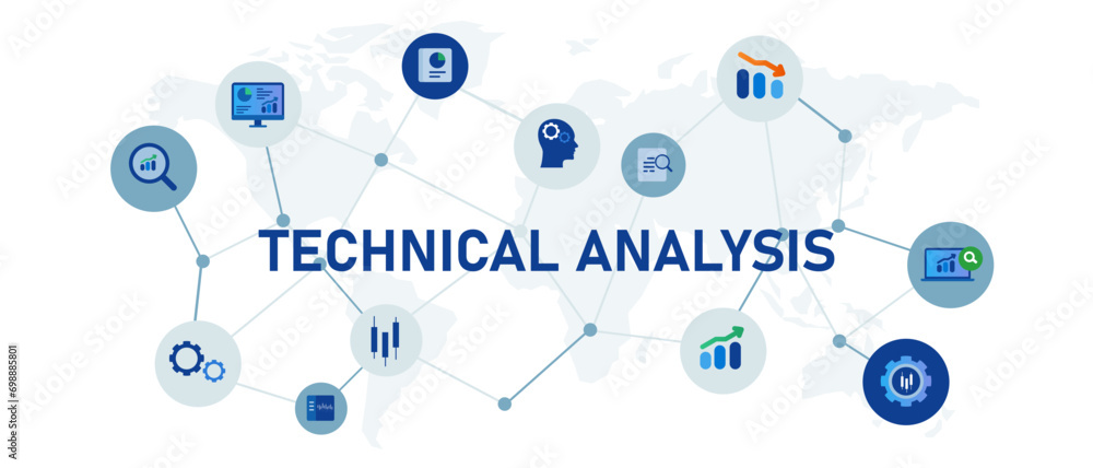 Poster technical analysis trader business company with candlestick chart statistic profit finance