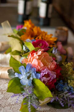 Colorful Artificial Silk Flower Centerpiece 