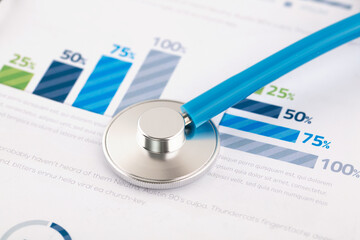 The stethoscope is on the financial documents