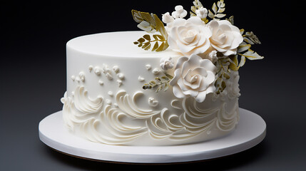 Obraz na płótnie Canvas elegant white birthday cake profile on white plate
