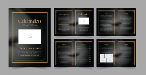 Funeral program template and Funeral ceremony design - obrazy, fototapety, plakaty