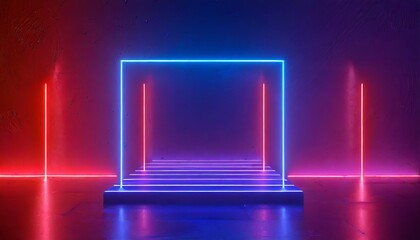 Dazzling Radiance: Neon Display in Blue, Violet, and Red Tones