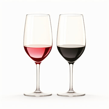 3d render glasses with white and red wine isolated generative ai