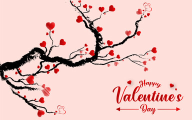 Vector happy valentine's day background Design with love tree.