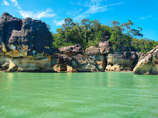 Landscape View of Rocky Sea Stack at Bako Island National Park, Kuching, Sarawak, Malaysia Landscape Orientation