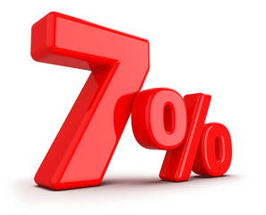 7 percentage discount number red 3d render