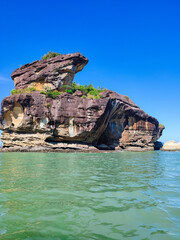 Landscape View of Rocky Sea Stack at Bako Island National Park, Kuching, Sarawak, Malaysia Portrait Orientation