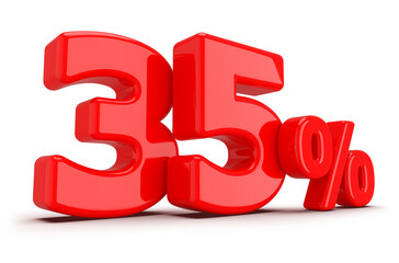 35 percentage discount number red 3d render