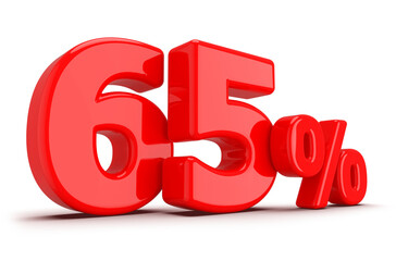 65 percentage discount number red 3d render