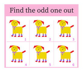 Puzzle game for kids. Task for development of attention and logic. Cartoon animal.