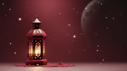 Islamic lantern on Isolated Background, Ramadan Kareem Concept, Generative Ai