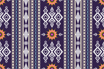 Ethnic Figure aztec embroidery style. Geometric ikat oriental traditional art pattern.Design for ethnic background,wallpaper,fashion,clothing,wrapping,fabric,element,sarong,graphic,vector illustration - obrazy, fototapety, plakaty