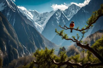  bird on te tree in the mountains