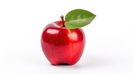 Ripe Apple with Leaf on White Background. Fresh, Healthy, Healthy Life, Fruit
